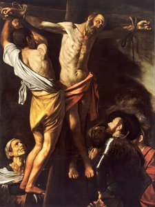 De kruisiging van Sint Andreas door Michelangelo Merisi da  Caravaggio