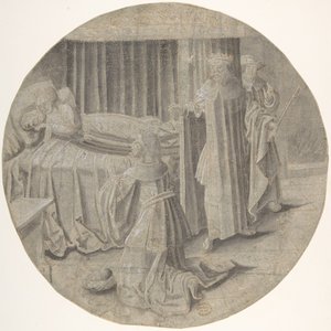 Haman smeekt Esther om zijn Leven, 16e-midden 16e eeuw door Circle of Pseudo Aert Ortkens