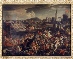 Aanval van de Saracenen op het eiland Malta, verdedigd door de Hospitaalridders in 1565