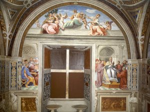 Kardinale en theologische deugden, muur van gerechtigheid, zuid door Raphael