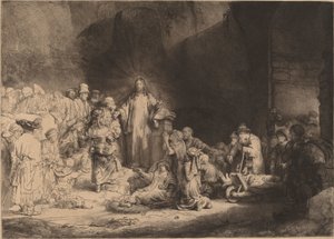 Christus Predikend (De Honderd Guilder Prent) door Rembrandt van Rijn