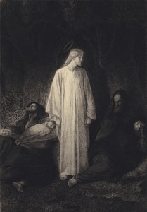 Jezus en de slapende discipelen door after Albert Robida