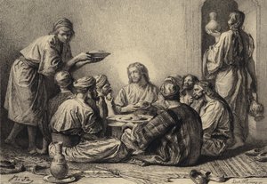 Jezus eet met tollenaars en zondaars door after Albert Robida