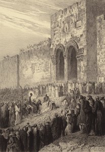 Jezus gaat Jeruzalem binnen door after Albert Robida