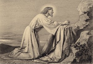 Jezus bidt door after Albert Robida