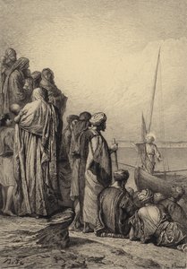Jezus onderwijst in een schip