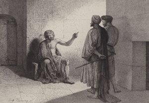 Johannes de Doper in de gevangenis door after Albert Robida