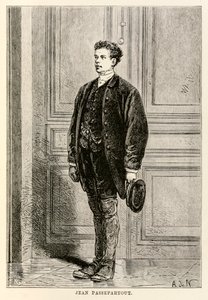 Jean Passepartout, uit De reis om de wereld in tachtig dagen door Jules Verne, gegraveerd door Louis Dumont, 1873 door after Alphonse Marie de Neuville