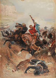 Luitenants Melville en Coghill redden de kleuren, Zulu-oorlog van 1879, 1881 door after Alphonse Marie de Neuville