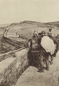 Een Generaal kijkt uit vanaf de Muur van Hadrianus