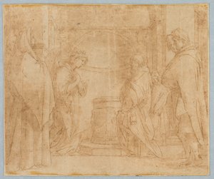 Kopie naar Annunciatie van de Engel aan Zacharias door after Andrea del Sarto