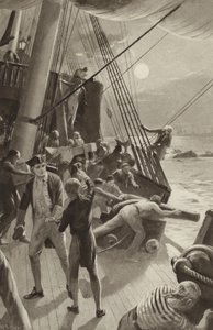 Het schip van Kapitein James Cook in problemen bij Kaap Tribulation door after Charles Mills Sheldon