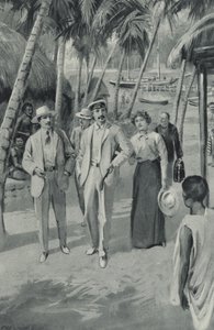 Robert Louis Stevenson en zijn vrienden arriveren in Samoa door after Charles Mills Sheldon
