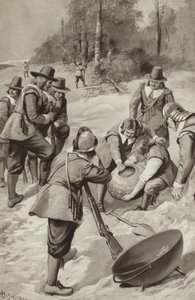 De Pilgrim Fathers slaan het zand en vinden maïs door after Charles Mills Sheldon