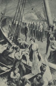 De mannen van de Birkenhead staan in de houding terwijl het schip zinkt in het water door after Charles Mills Sheldon