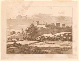 Landschap met een Kasteel door after Claude Lorrain