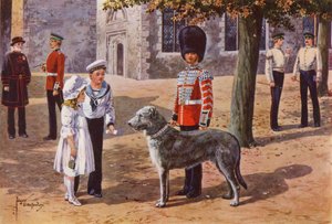 De Huiswolfshond van de Irish Guards bij de Tower of London door after Edgar Alfred Holloway