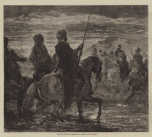 Turkse cavalerie die een rivier doorwaadt door after Edmond Morin