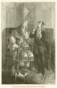 M Jourdain leert de U-klank uitspreken, Moliere door after Emile Antoine Bayard