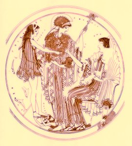 Theseus en Amphitrite, illustratie uit Griekse Vaas Schilderijen door J. E. Harrison en D. S. MacColl, gepubliceerd 1894