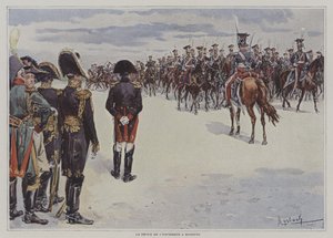 Napoleon inspecteert troepen van de Poolse Lichte Cavalerie in Bayonne