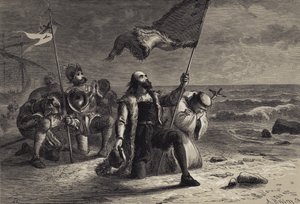 De landing van Columbus door after Felix Octavius Carr Darley