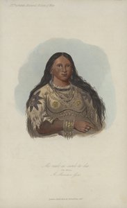 Mi-neek-ee-sunk-te-ka, De Mink, Een Mandan Meisje (aquatint) door after George Catlin
