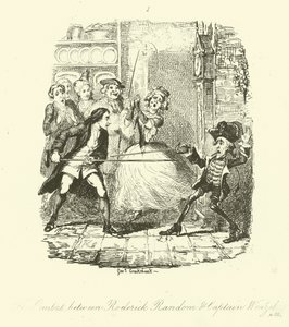 Illustratie voor Roderick Random door Tobias Smollett door after George Cruikshank