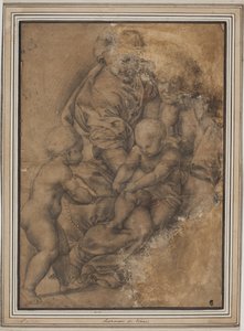 De Heilige Familie met de jonge Johannes de Doper. Naar Giulio Romano