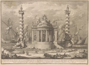 De Prima Macchina voor de Chinea van 1760: De Tempel van Neptunus door after Giuseppe Palazzi Giuseppe Vasi after Paolo Posi
