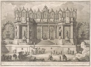 De Prima Macchina voor de Chinea van 1761: De Gezonde Baden door after Giuseppe Palazzi Giuseppe Vasi after Paolo Posi