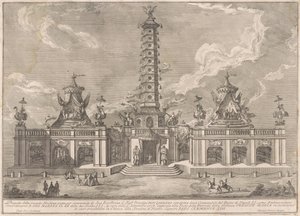 De Tweede Macchina voor de Chinea van 1758: De Porseleinen Toren van Nanjing door after Giuseppe Palazzi attritbuted to Giuseppe Pozzi after Paolo Posi
