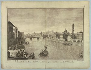 Uitzicht op Florence, plaat uit "Scelta di XXIV Vedute delle principali contrade, piazze, chiese, e palazzi della Città di Firenze" door after Giuseppe Zocchi
