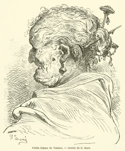 Oude vrouw uit Valencia door Gustave after Dore