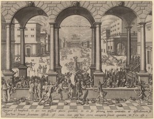 Het Bloedbad onder het Romeinse Triumviraat door after Hans Vredeman de Vries