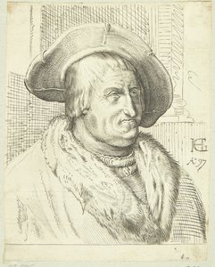 Fantasieportret van oude man met hoed door after Hendrick Goltzius