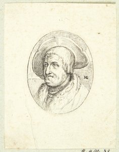 Fantasieportret van oude man met hoed door after Hendrick Goltzius