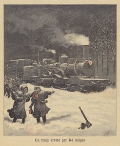 Een trein gestopt door de sneeuw door after Henri Meyer