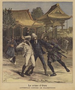 Moordaanslag op tsarevitsj Nicolaas van Rusland, Otsu, Japan, 1891 door after Henri Meyer