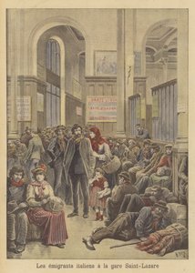 Italiaanse emigranten naar Amerika op het Gare Saint-Lazare door after Henri Meyer