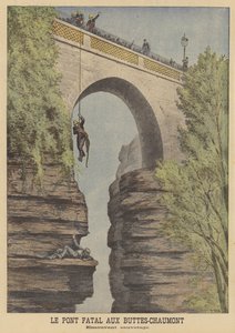 Redding van een zelfmoordpoging bij de brug in het Parc des Buttes-Chaumont, Parijs