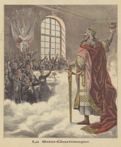Studenten van de Universiteit van Parijs brengen een toost uit op Karel de Grote
