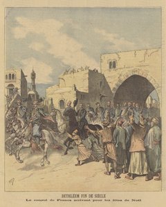 De Franse consul arriveert in Bethlehem voor de kerstvieringen