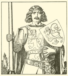 Sir Tristram van Lyonesse door after Howard Pyle