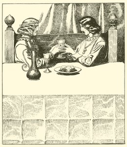 Sir Tristram zit met Sir Launcelot door after Howard Pyle