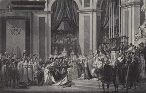 De kroning van Napoleon als keizer van Frankrijk in de Notre Dame de Paris, 1804 door after Jacques Louis David