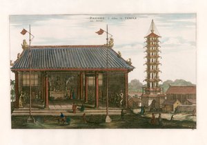 Interieur van een pagode door after Johannes Nieuhof