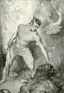 Beowulf scheert het hoofd van Grendel af