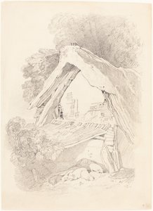 Cottage in Diss door after John Sell Cotman British 19th Century