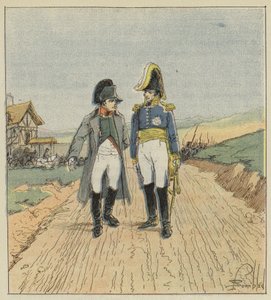 Op weg naar Elba ontmoet Napoleon Augereau door after Louis Charles Bombled